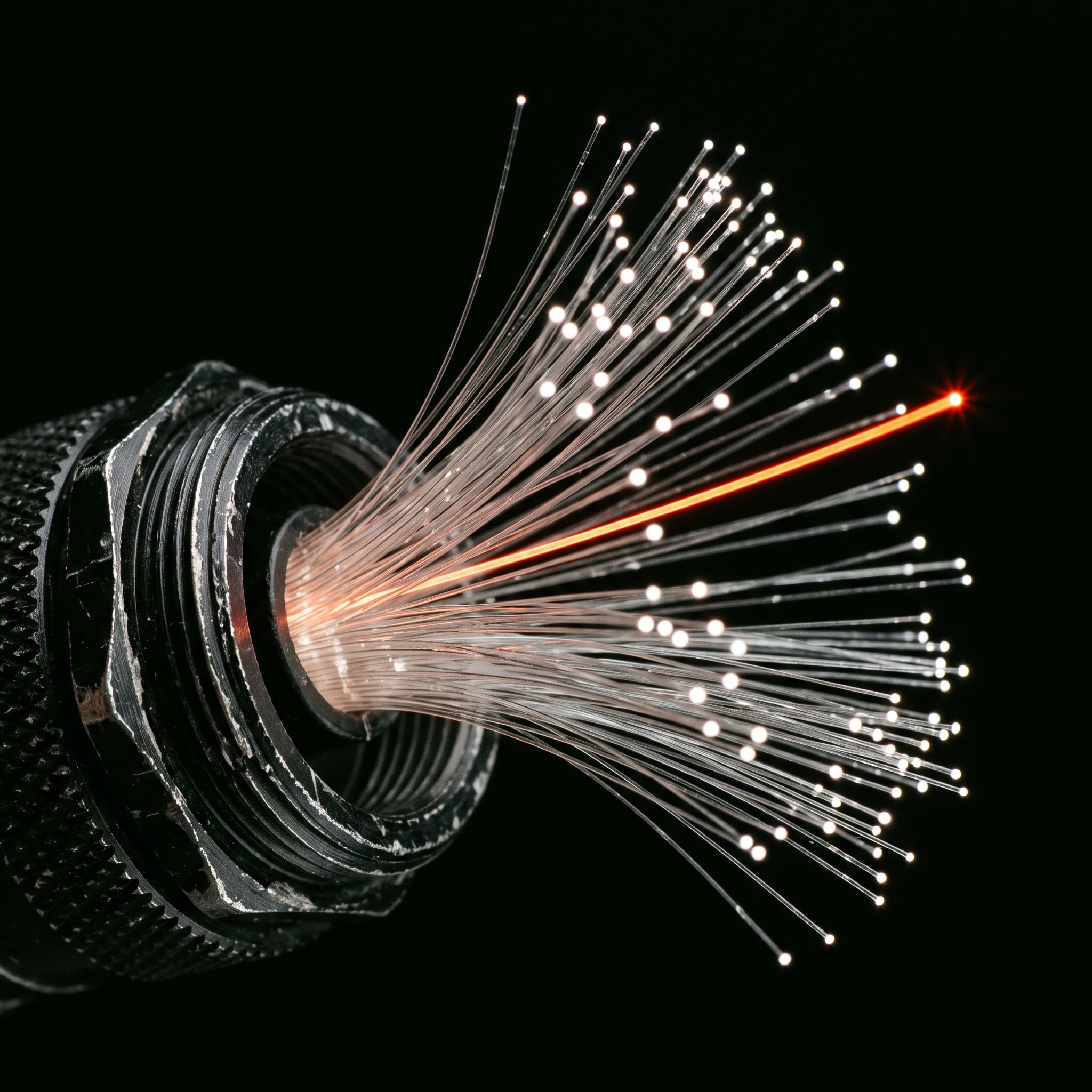 Hilos de fibra óptica iluminados