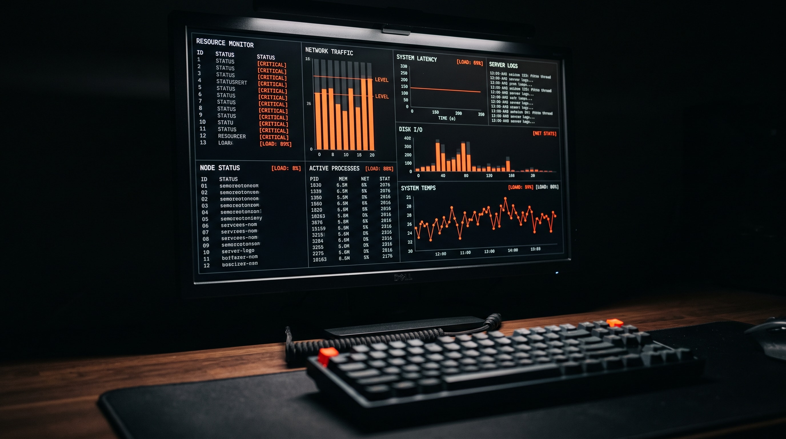 Tablero de un sistema en producción