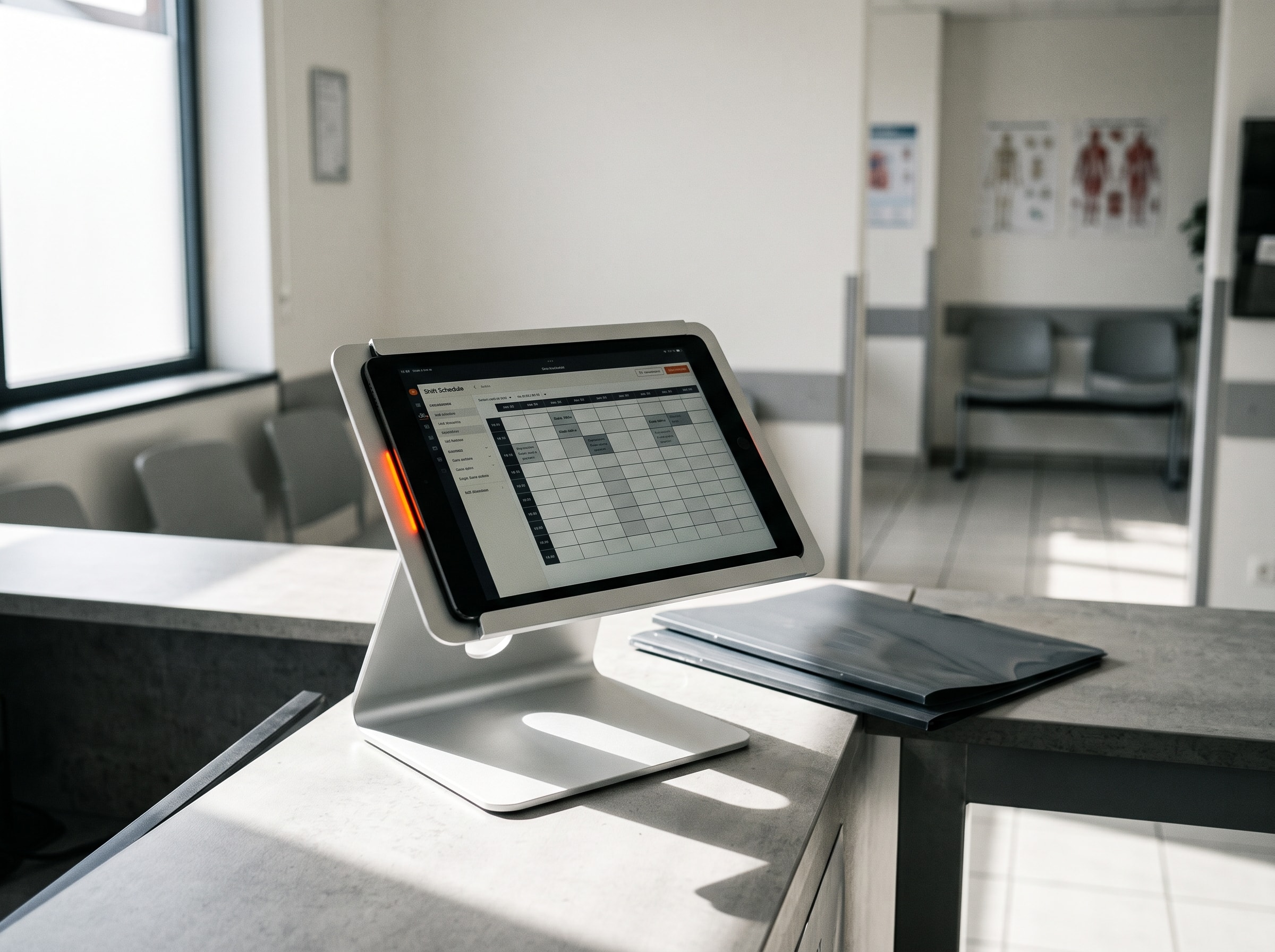 Tablet con un sistema de gestión sobre el mostrador de un comercio