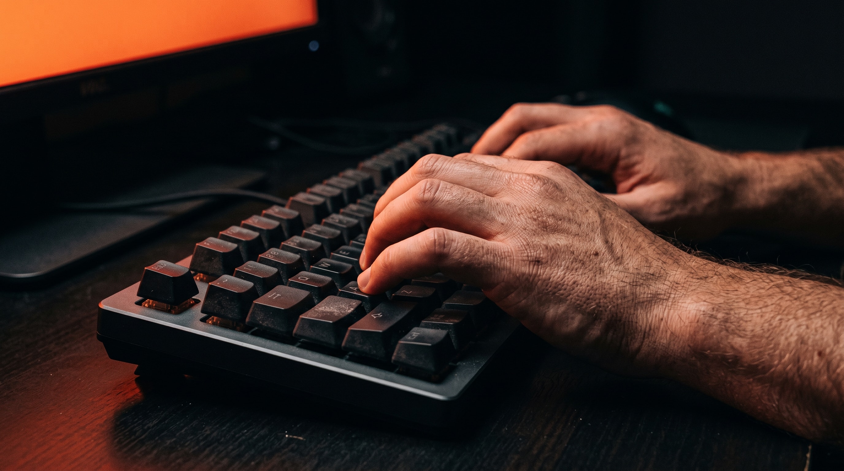 Manos sobre teclado