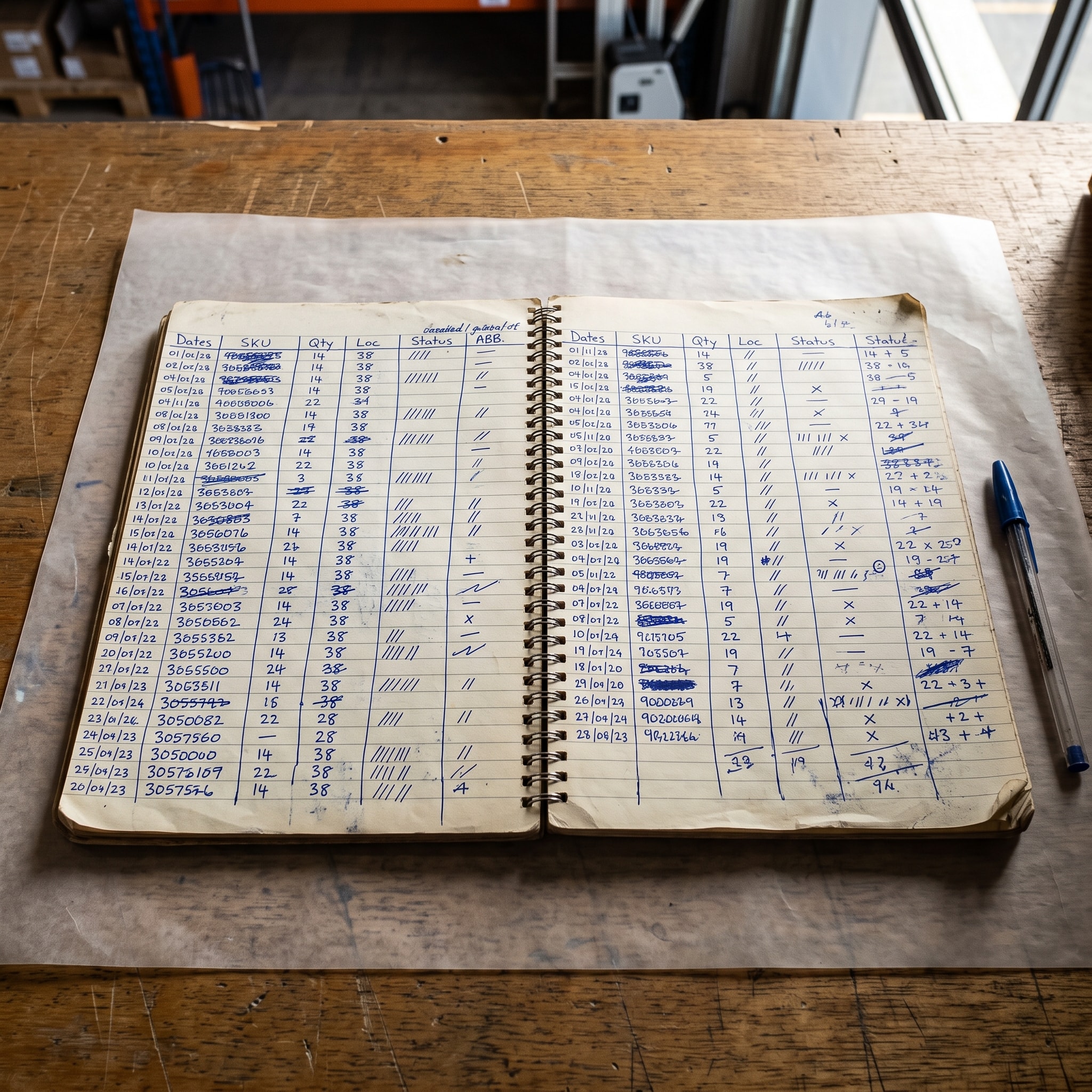 Cuaderno de anotaciones sobre el mostrador